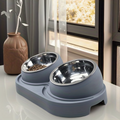 Tilted Stainless Steel Double Pet Bowl